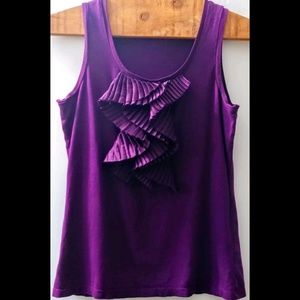 Ann Taylor Small SP purple ruffle top/blouse shirt